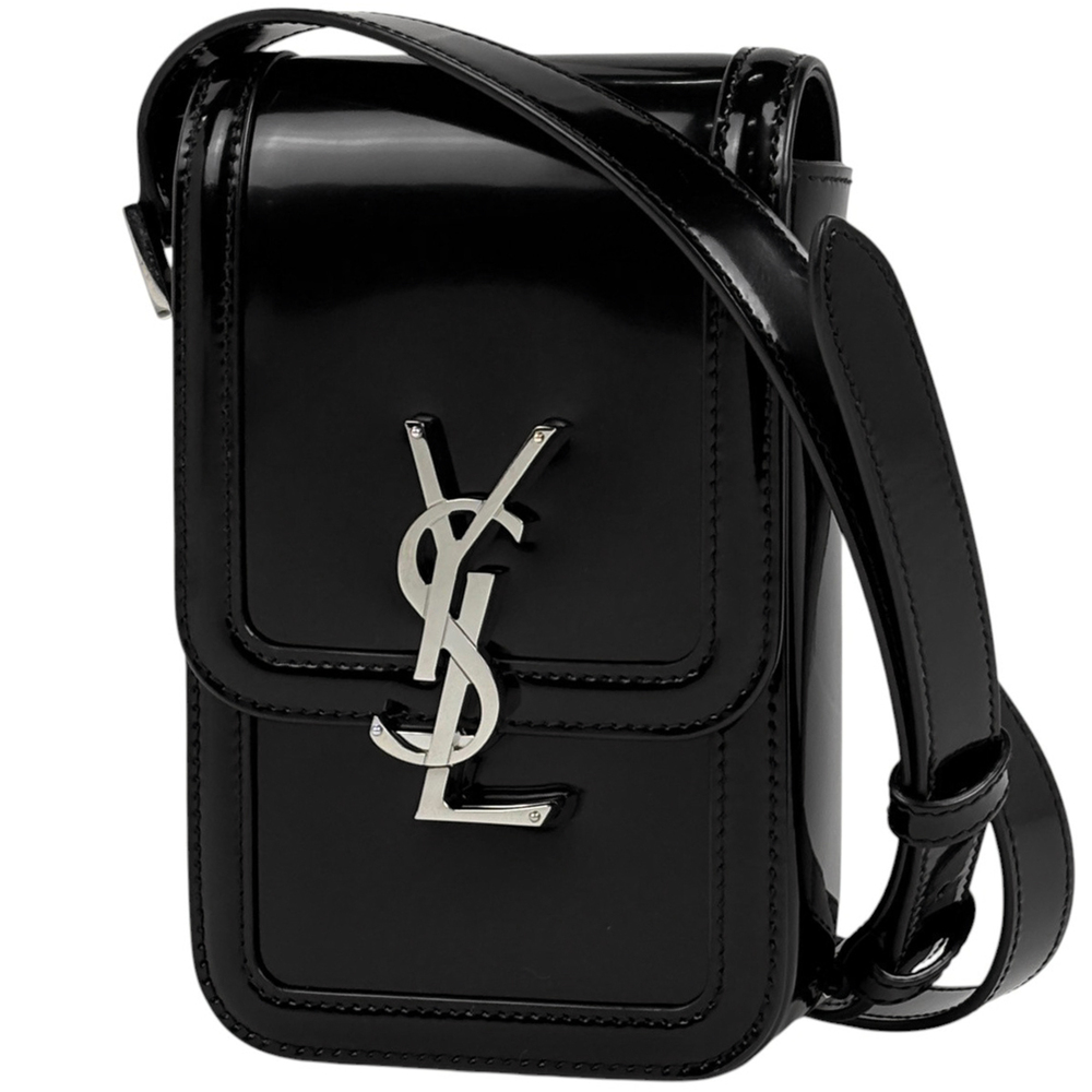 Saint Laurent Solferino Mini Bag Shoulder Bag, Enamel Black, Women's